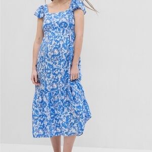 Gap Maternity Floral Blue Midi Dress